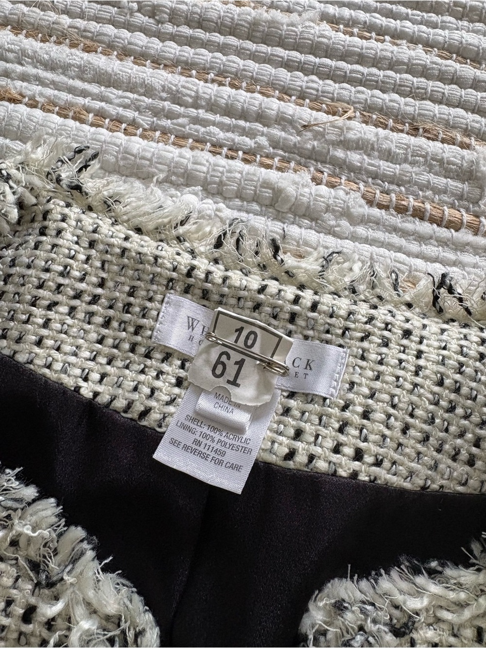 White House Black Market tweed fringe blazer - Picture 2 of 7